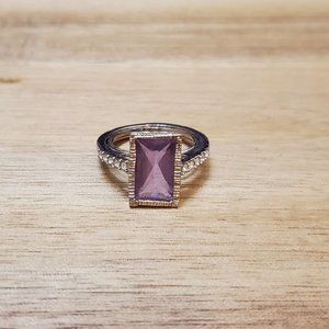 Avon Silver Ring with Pink Stone Size 8